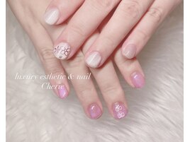 リボン×フラワーネイル