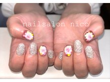 ニコ(nico)/フラワー×フラッシュネイル