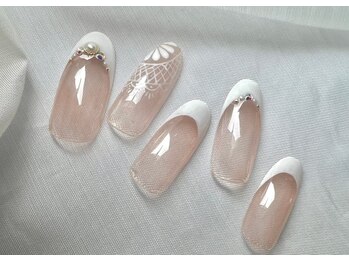 スピードネイル アンド アイ 宮交シティ店/#155【お花×レース】