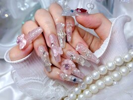 ピンク×水色クリアネイル♪