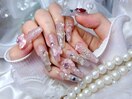 ピンク×水色クリアネイル♪
