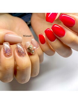ウィズネイル(Wiznail)/pink×red