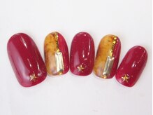 ネイルサロン ドレリッチ 大宮店(drerich)/【6990】べっ甲切り替えボルドー