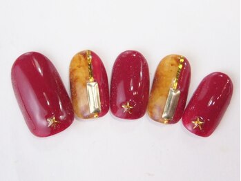 ネイルサロン ドレリッチ 大宮店(drerich)/【6990】べっ甲切り替えボルドー