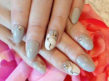 テテ ネイル(tete nail)/グレー×大理石