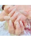 シンプルワンカラーリボンネイル