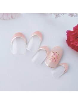 押し花フレンチネイル