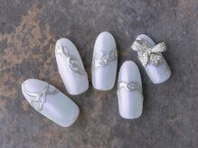 サンミーゴネイル 神戸店(Sunmego Nail)/ニュアンスラインリボンネイル