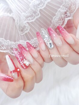 ファラウェイネイル(Faraway nail)/赤ラメグラデーション☆