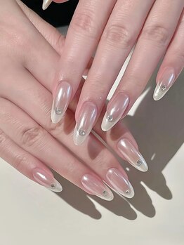 フォフォネイル 自由が丘(Fofo nail)/【ワンホン白フレンチミラー】