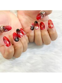 赤黒グラデの和柄デザイン