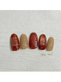 チェック×マグネットネイル