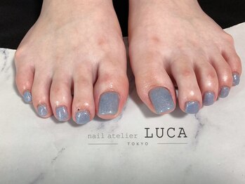 ネイルアトリエルカ(nail atelier LUCA)/M-874 くすみブルーラメネイル