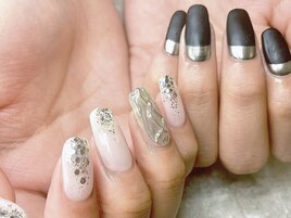 ジェルネイルモノクロニュアンス