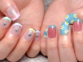 アシンメトリー夏ネイル