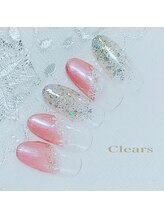 ビューティーネイルサロン クリアーズ(Clears)/ピンクとお花のフレンチネイル