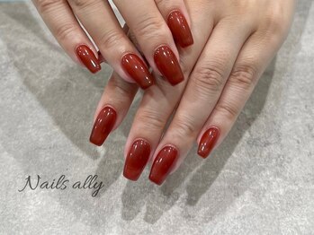 ネイルズアリー 立川店(Nails ally)/テラコッタ×シアー×秋冬ネイル