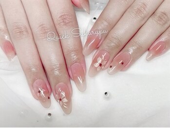 クイックスカルプ 高田馬場(Quick Sukarupu)/透明感グラデーションお花ネイル