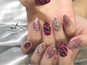 イル 神戸店/ピンク×ゼブラネイル