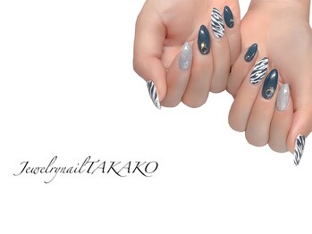 ジュエリーネイル タカコ(Jewelry nail TAKAKO)/モノトーンアニマルネイル