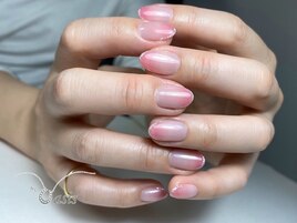 ピンクグラデ×ラメフレンチ