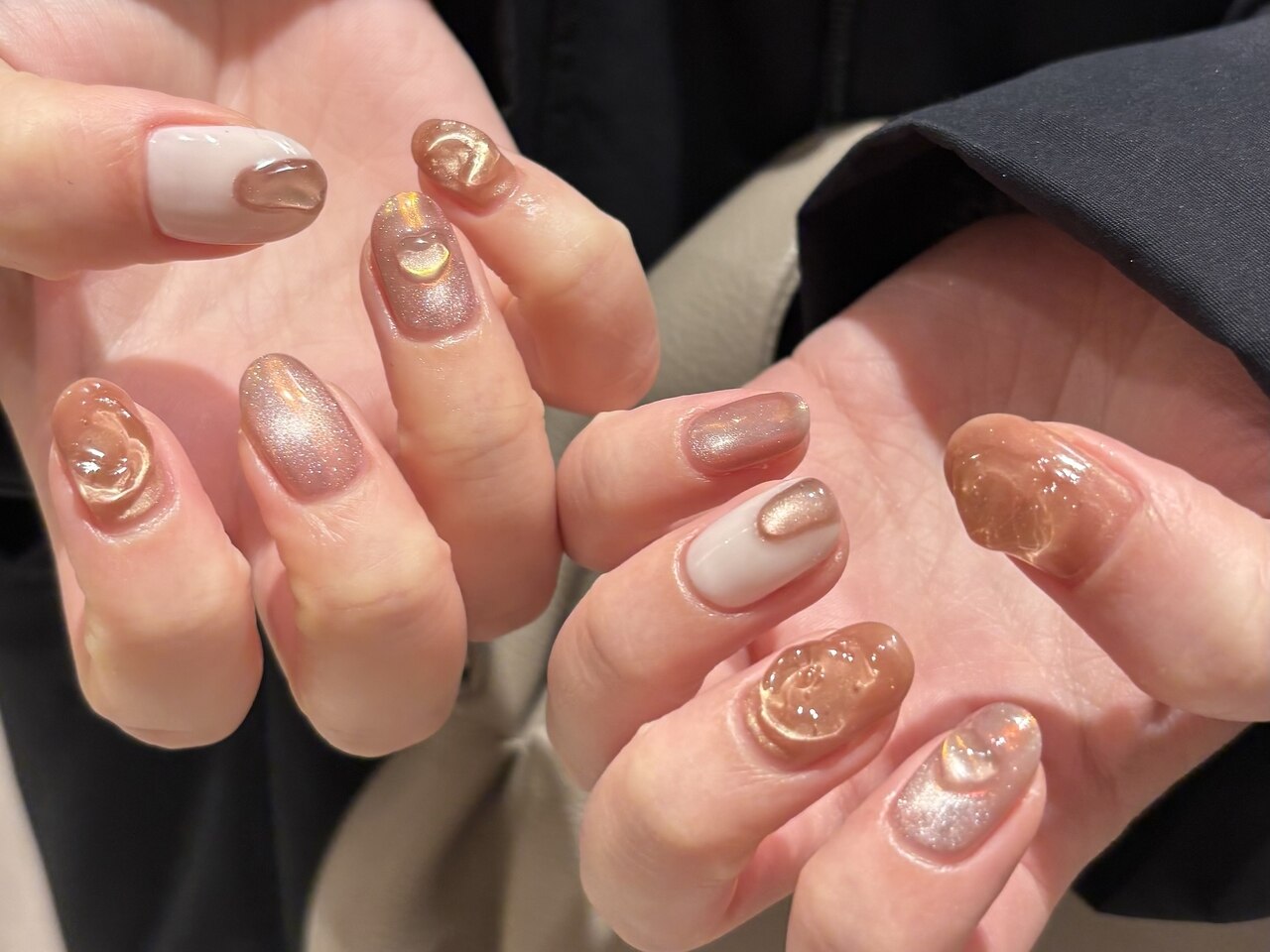 コーラルピンク ハートデザイン ネイルチップ 10個セット