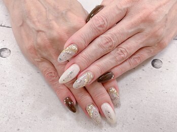 ネイル ビューティーマジック 葛西本店/秋色キラキラネイル