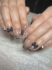 ハート×リボン○ワンホンネイル