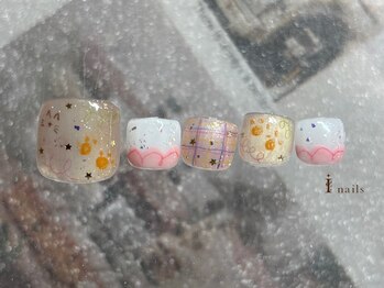 アイネイルズ 横浜EAST店(I-nails)/色鉛筆手描きフットネイル