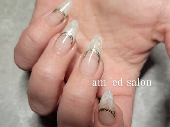 アムサロン(am`ed salon)の写真/【初回オフ無料/持ち込みネイル¥7800】アート好きの方必見★何度も見たくなる美しい指先に―…
