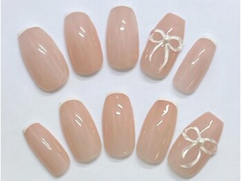 ファストネイル 南大沢店(FAST NAIL)/リボン &nbsp;ピンク ベージュ 韓国