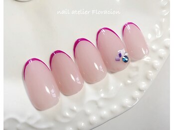 ネイルアトリエ フロラシオン/春の定額ネイル 極細フレンチ