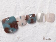 アイネイルズ 横浜WEST店(I-nails)/フットニュアンス茶×青9480円