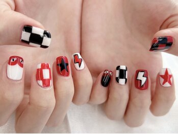 フォルサ(Forca)/チェックハート手描き星モノクロ