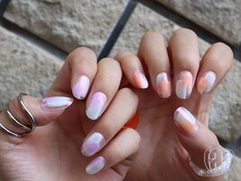 塗りかけ質感クリアネイル