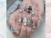 ピオミエルネイル 新宿(pio miel nail)/ホワイト×シルバー盛り