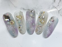 ラリュールネイル(L'Allure nail)/雪の結晶キラキラネイル￥9200