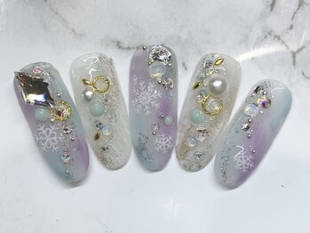 ラリュールネイル(L'Allure nail)/雪の結晶キラキラネイル¥9200