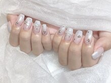 モカ 心斎橋(moca by Lee)/【Aina】キラキラリボンネイル