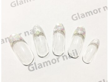 グラマーネイル(Glamor nail)/☆フレンチ×パールホロ☆¥6800