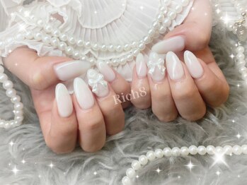 ネイルアンドまつげエクステ リッチエイト 原宿店(Rich8)/ワンカラー+韓国リボンパーツ