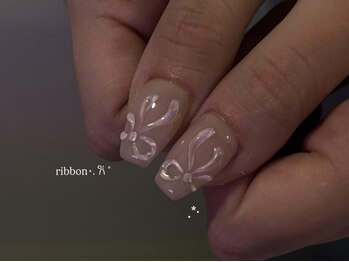 ジェミーネイル エビス(Jemiy nail ebisu)/ぷっくりリボンガーリー