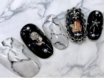 ビービーネイル(BB)/ロックな大理石ネイル