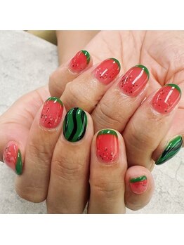 ネイルサロンファストネイルプラス 新宿店(FAST NAIL PLUS)/夏ネイル2023【すいかネイル】