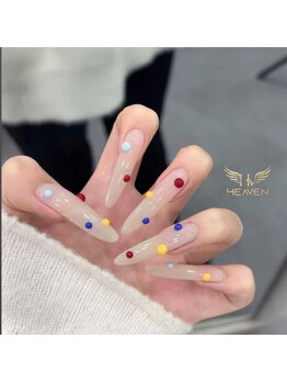 ヘブン ネイル 鶯谷(HEAVEN Nail)/Colorful Dots Nail Design