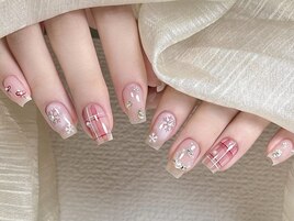 ちゅるん可愛いピンクチェック柄