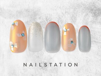 ネイルステーション アルカキット錦糸町店(NAIL STATION)/シェル花ネイル／パラジェル