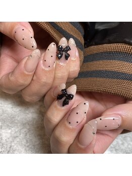 リボン×ドット