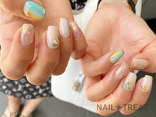 ネイルトリート 茨木駅前店(NAIL TREAT)/オーロラミラー＆夏の縦グラ♪