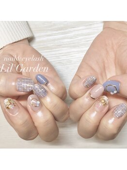 リルガーデン 新宿南口(Lil' Garden)/淡色ツイードチェックネイル
